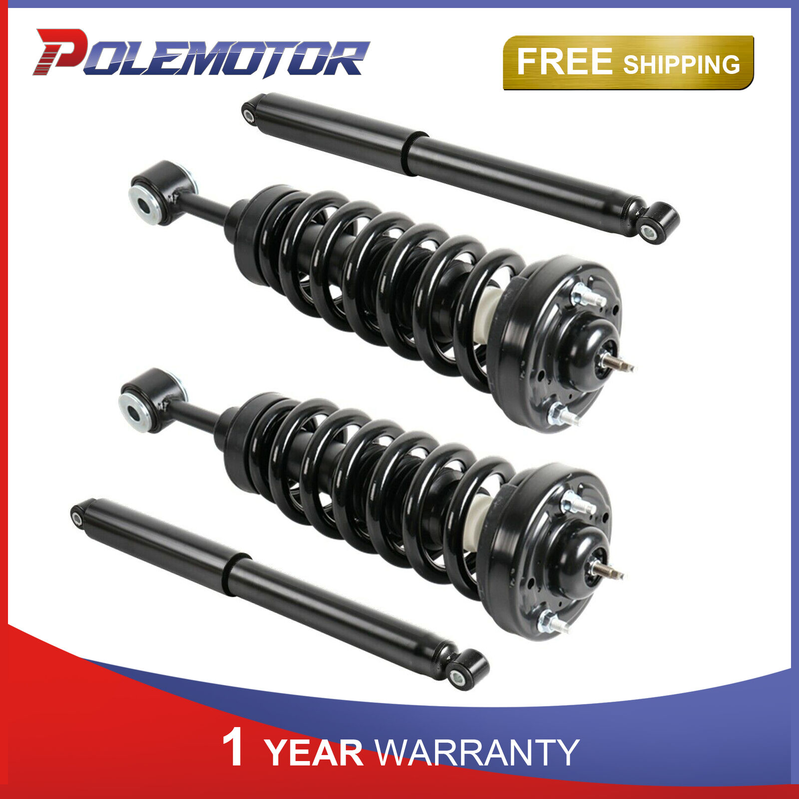 4PCS Front & Rear Complete Struts For 04-08 Ford F150 06-08 Lincoln Mark LT 4WD