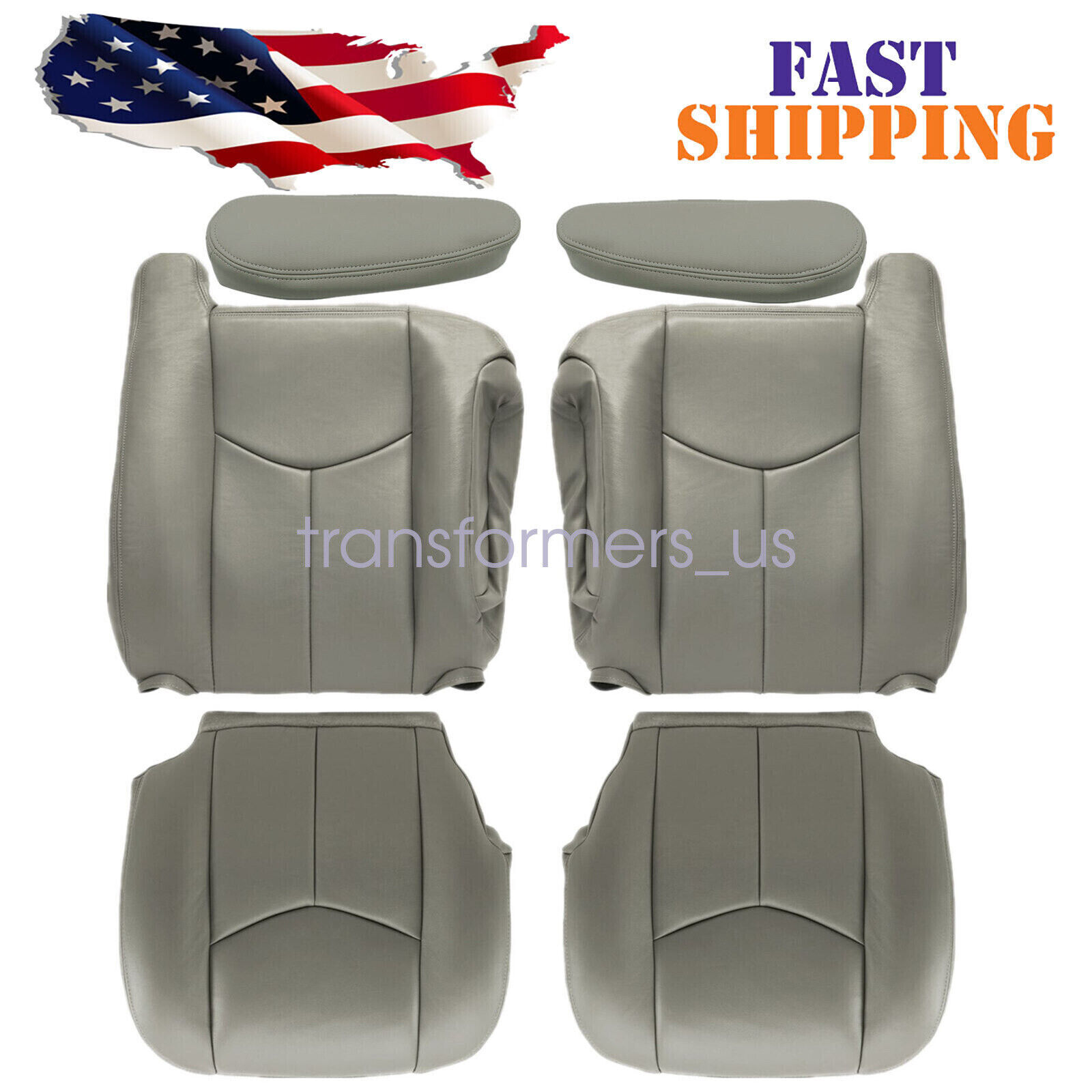 For 2003 2004 2005 2006 Chevy Silverado Driver & Passenger Leather Seat Cover