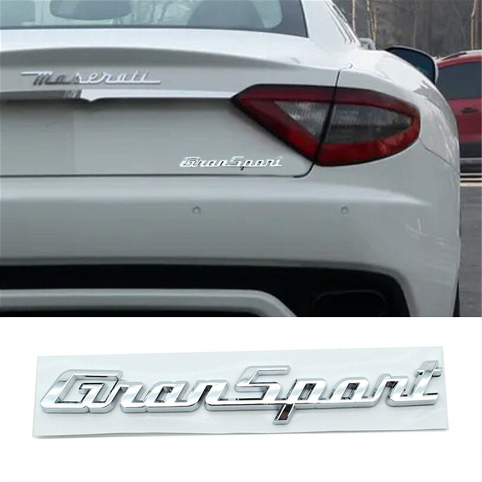 For Maserati Gransport silver Rear Badge Emblem Look Deck lid Trunk decal