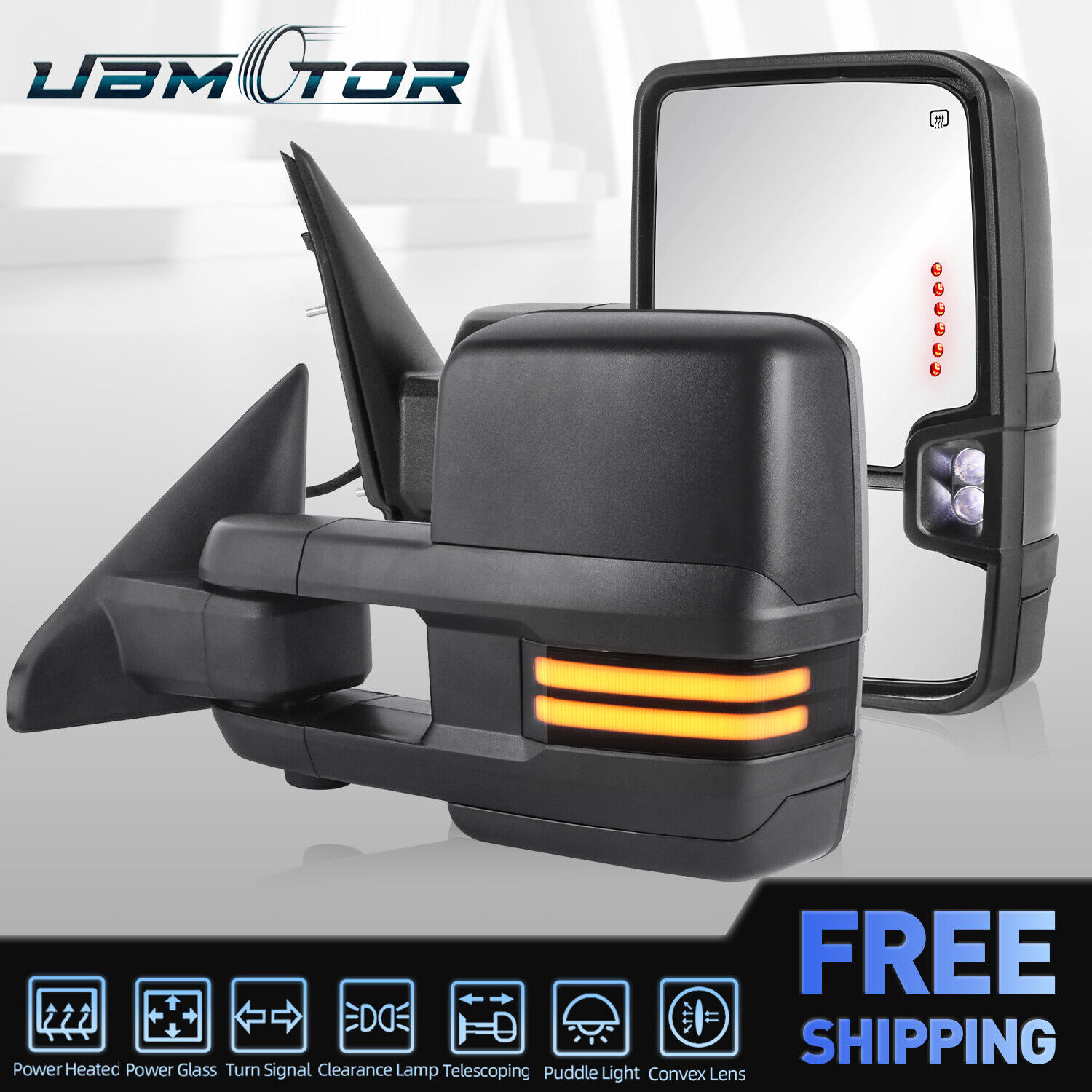 2PCS Power Heated Tow Mirrors W/ LED Signal For Dodge Ram 1500 2500 3500