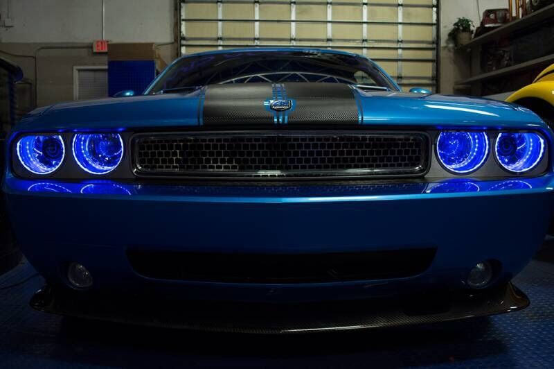 2008-2014 Dodge Challenger | Brushed Headlight Surrounds Illuminated 