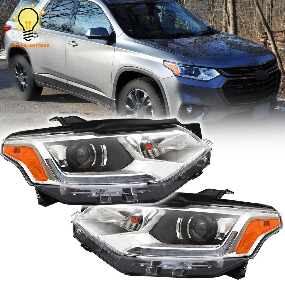 Left&Right Side Headlights Headlamps For 2018 2019 2020 2021 Chevy Traverse