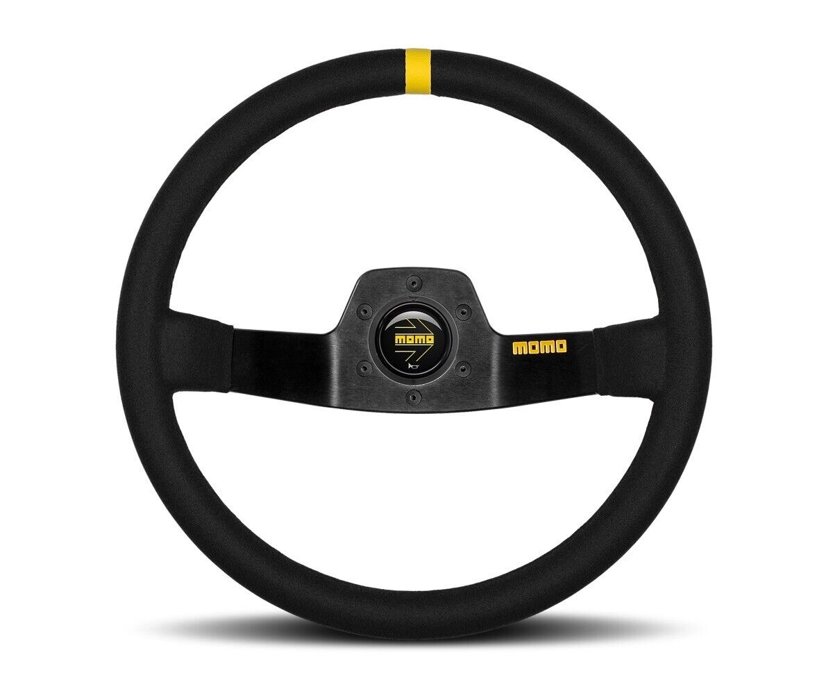 MOMO Mod.02 350mm Black Suede Racing Competition Steering Wheel
