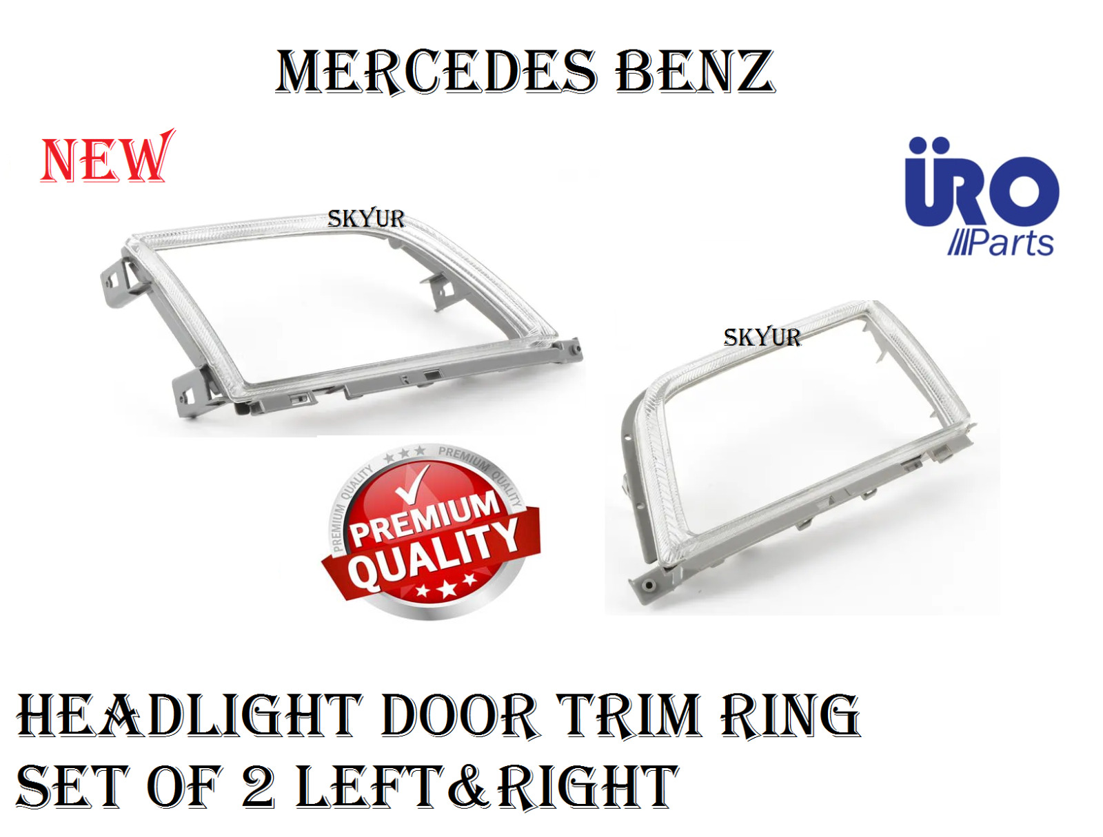 Headlight Door Trim Ring Set Of 2 Left & Right For Mercedes W129 Sl320 SL500 URO