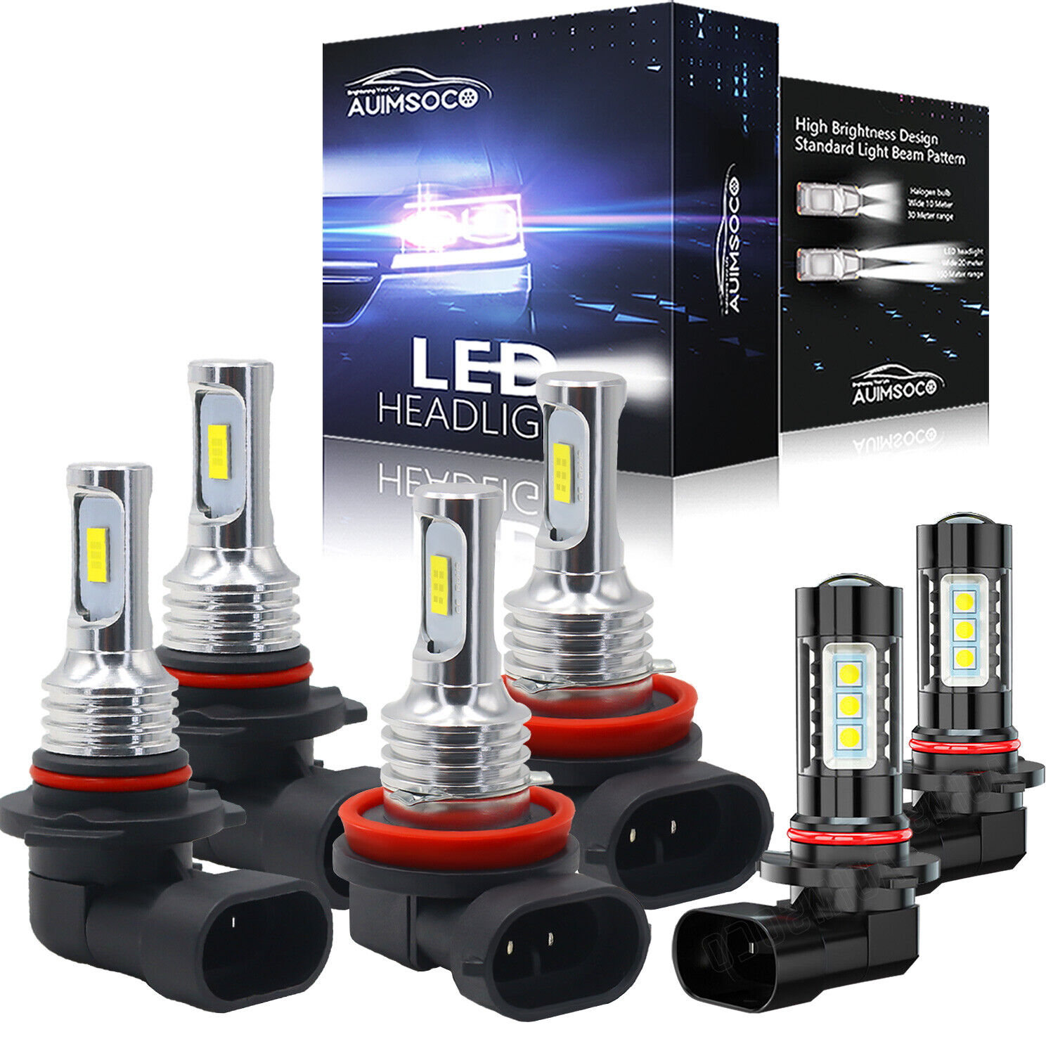 For Subaru Impreza 2008-2011 6x 6000K LED Headlight + Fog Lights Bulbs Combo Kit