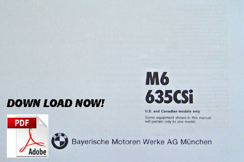 BMW 635csi 635 E24 M6 FACTORY SERVICE MANUAL 