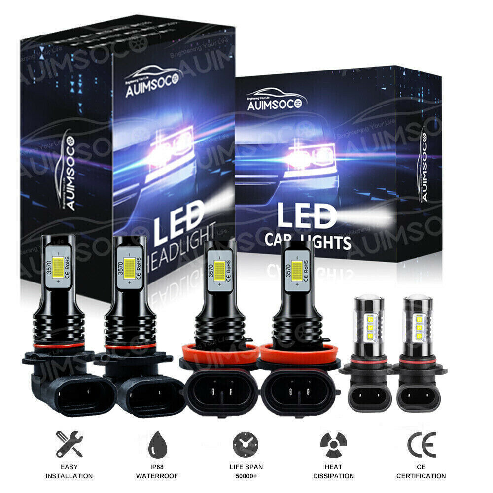 For Cadillac SRX 2010-2016 6000K LED Headlights Hi/Low Beam Fog Light Bulbs Kit