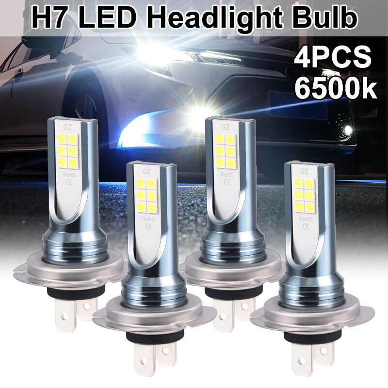 4x Super Bright H7 LED Headlight Kit High Low Beam DRL Bulbs 30000LM 6500K White