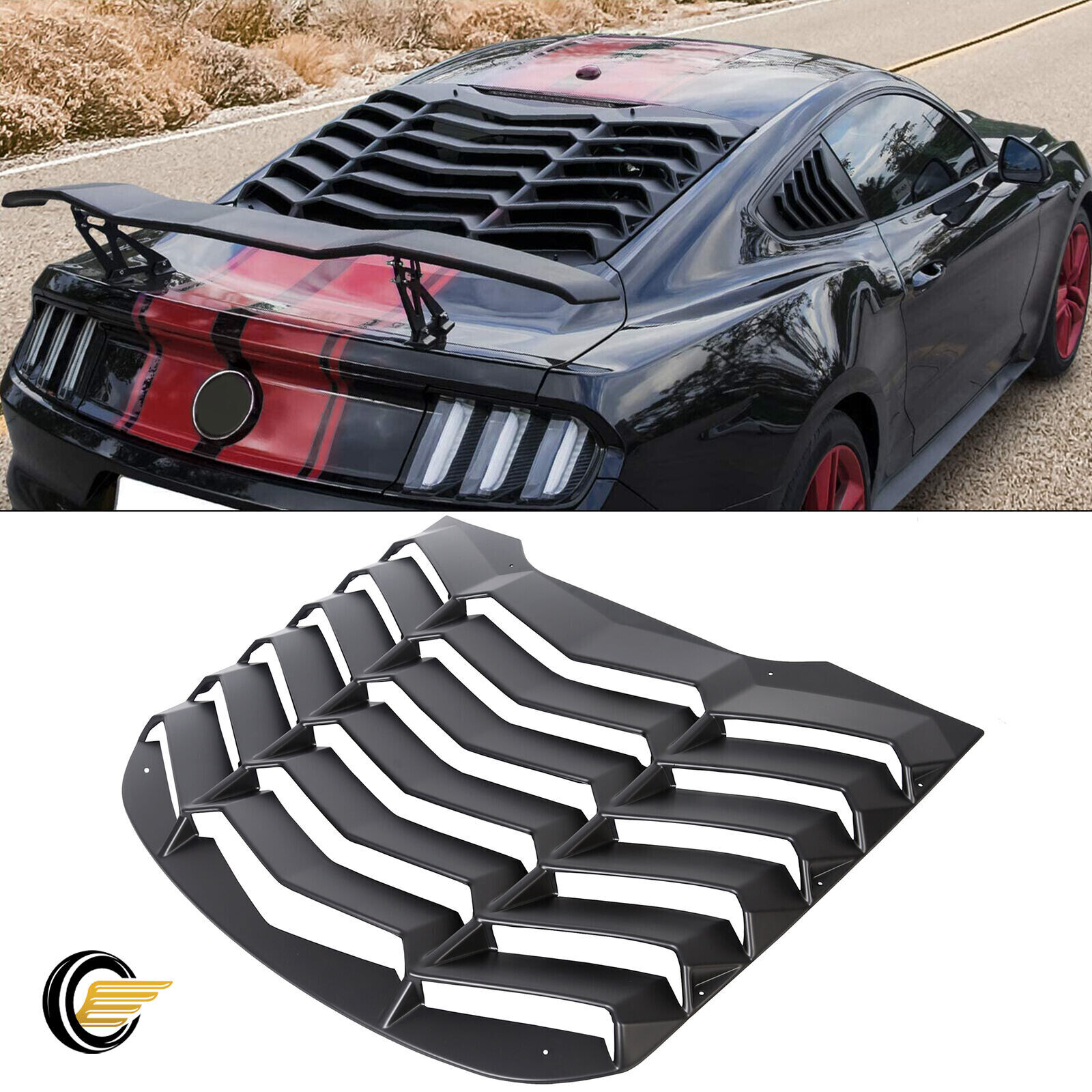 Rear Window Scoop Louvers Windshield Rear Sun Shade Cover For 2015-2023 Mustang