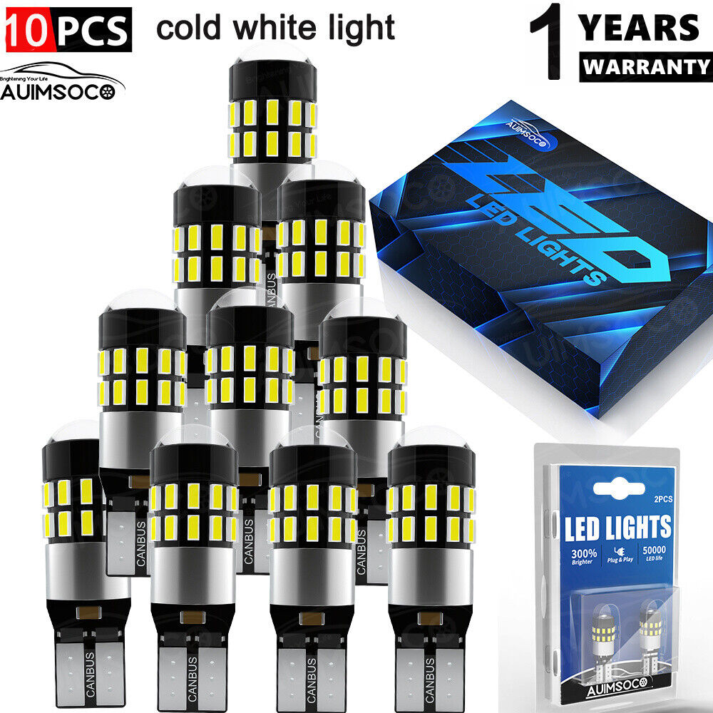 10pcs T10 168 194 LED License Plate Light Bulbs Interior Bulb White For to GMC