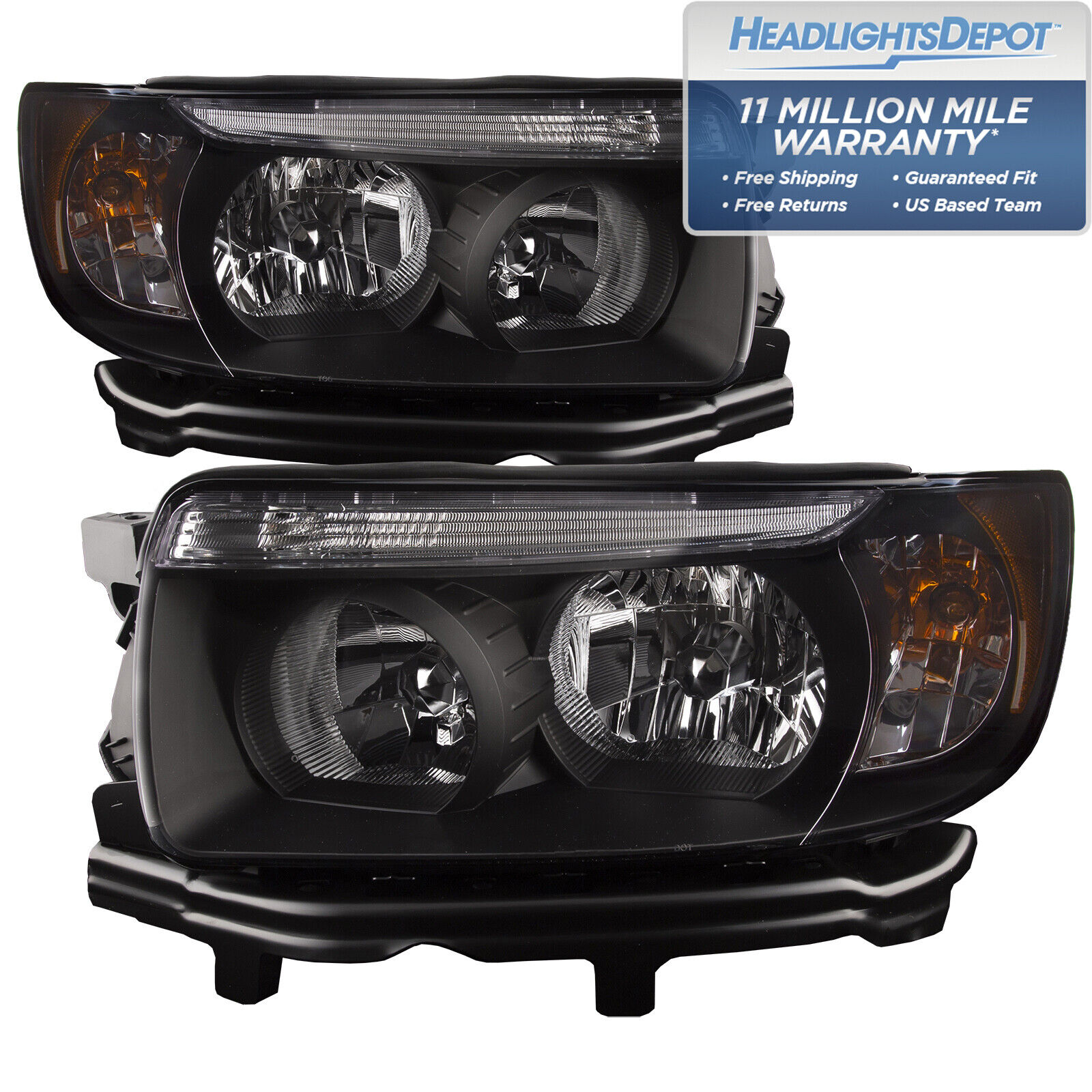 Fits 2006-2008 Subaru Forester Headlight Set Halogen w/Black Housing Clear Lens
