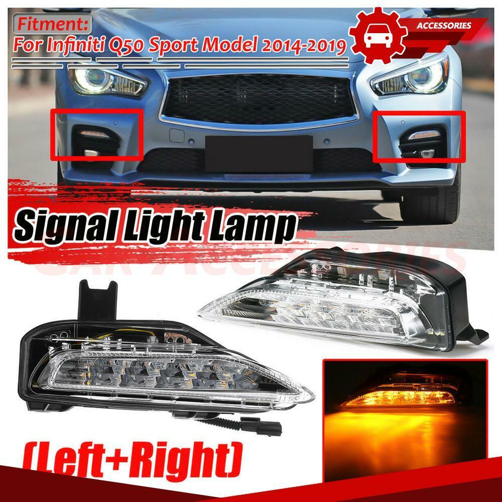 For Infiniti Q50 Q50S Sport 2014-2020 Frontt LED Turn Signal Fog Light