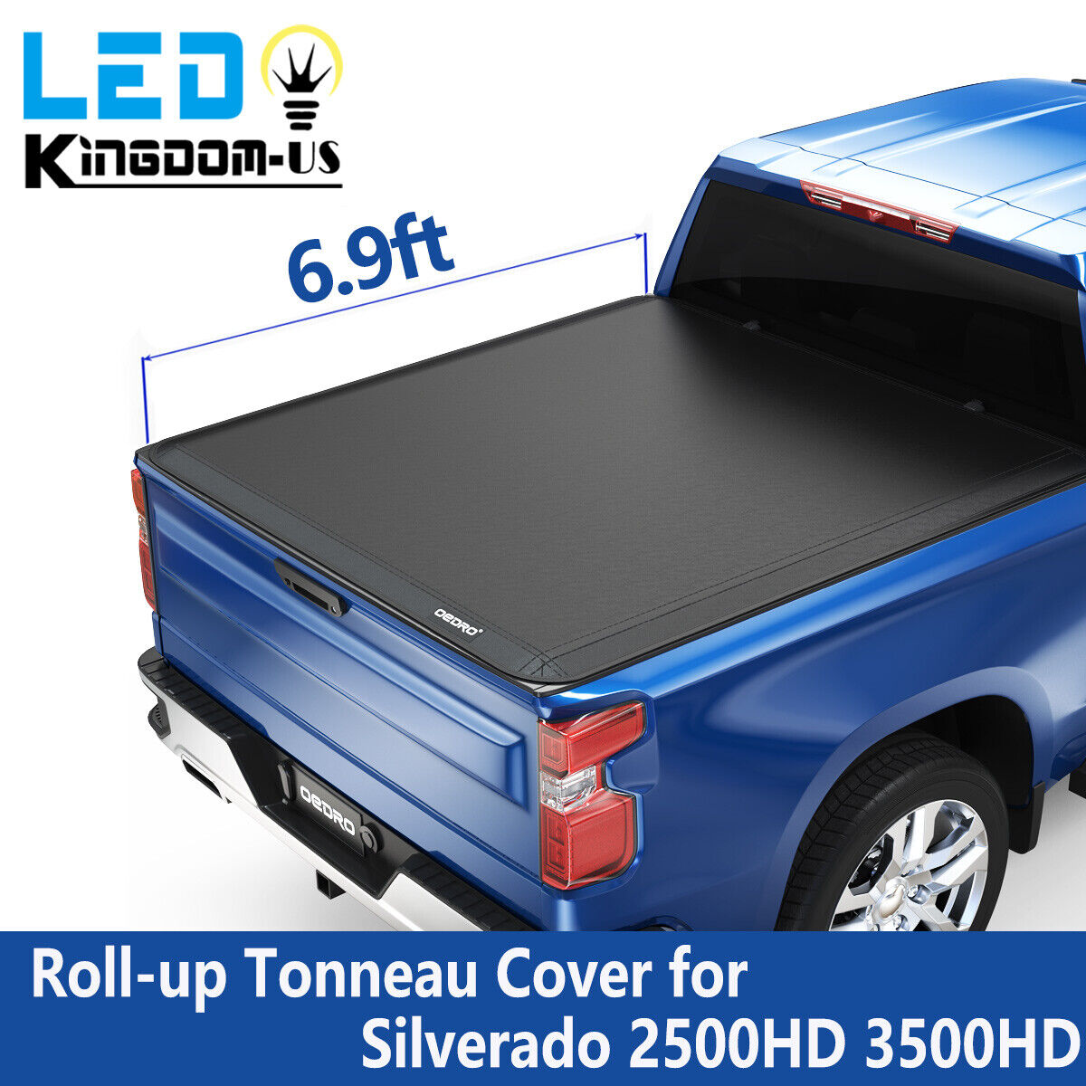 For 2020-2024 Chevy Silverado 2500 3500HD 6.9Ft Bed Soft Roll Up Tonneau Cover