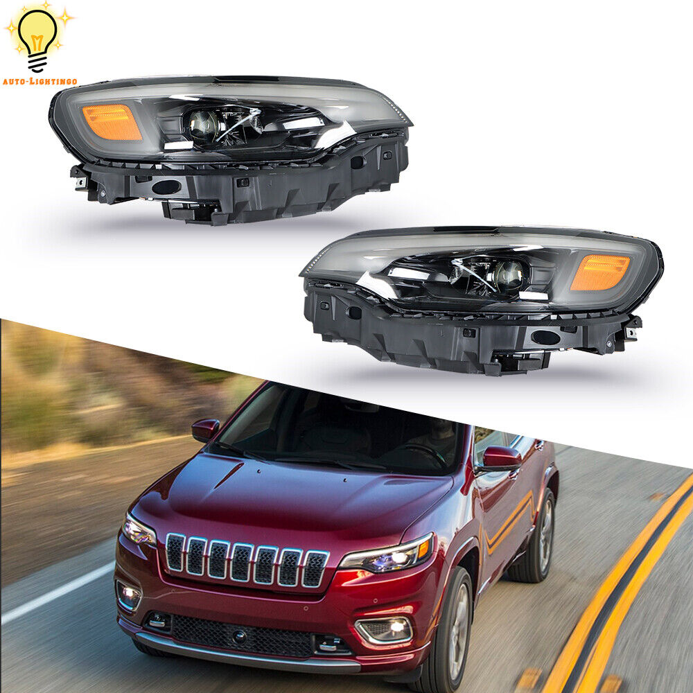 For 2019-2021 22 Jeep Cherokee LED Left&Right Side Headlight Headlamp Clear Pair