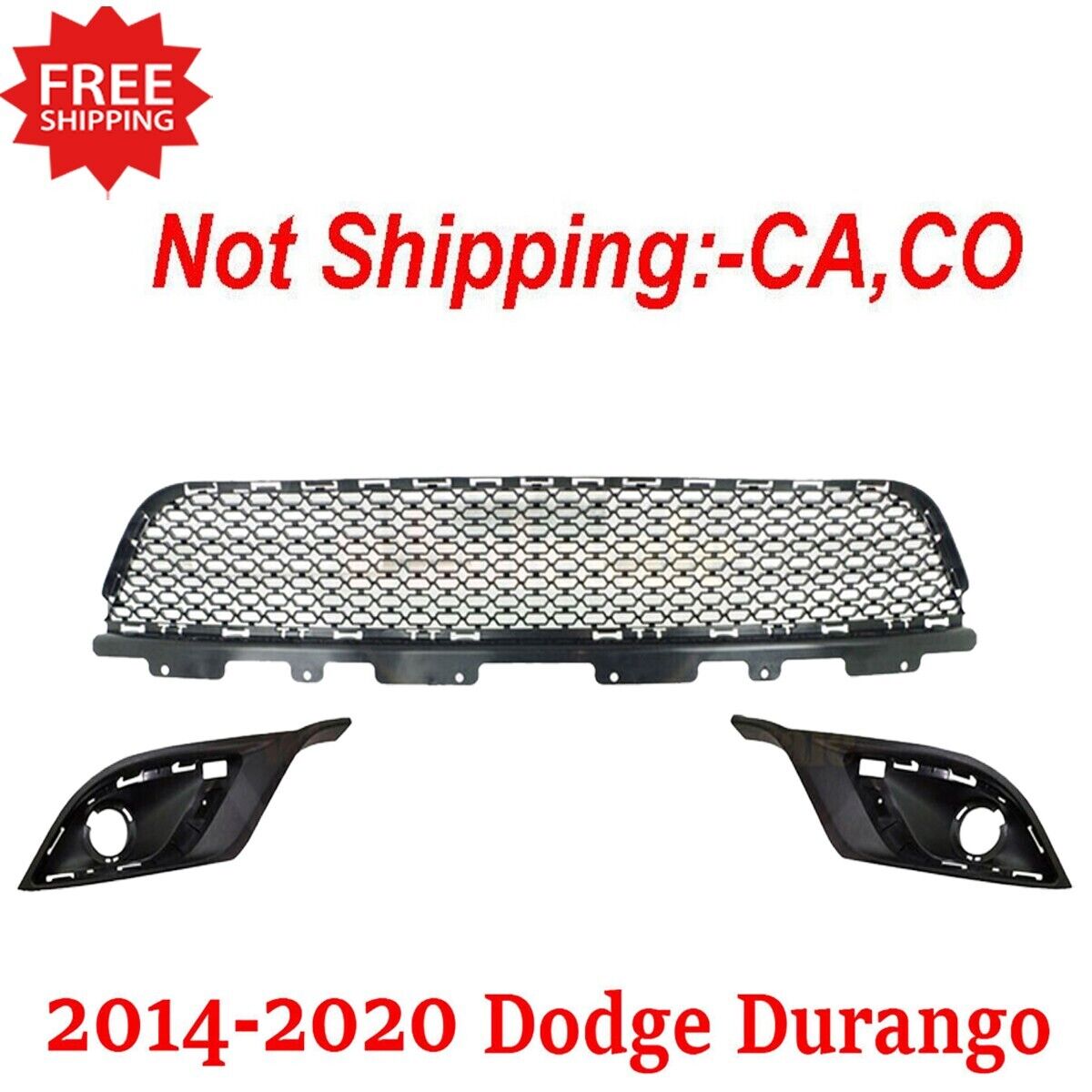 New For 2014-2020 Dodge Durango Lower Grilles & Fog Light Trims Left & Right 3Pc