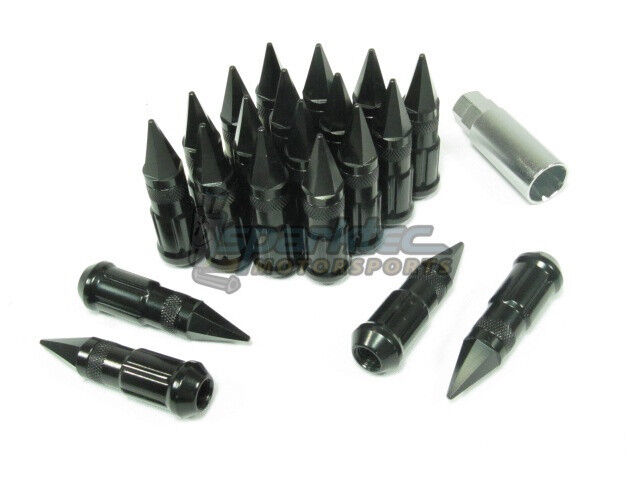 NNR Steel Extended Spline Wheel Lug Nuts with Spike 78mm Black 12x1.5 20pcs