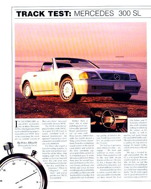 1990 Mercedes Benz 300SL Roadster Original Car Review Report Print Article J971