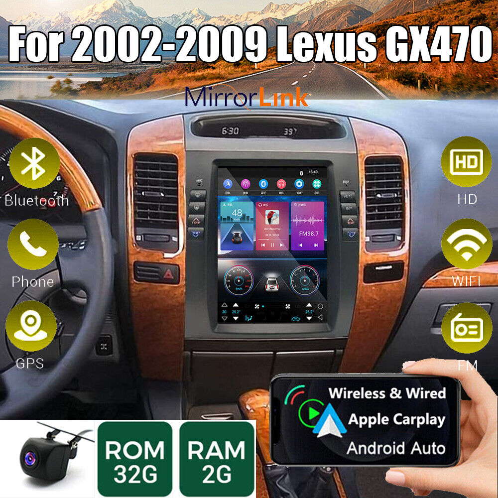For 2002-2009 Lexus GX470 Apple Carplay Car Radio Stereo Android 13 GPS Navi FM