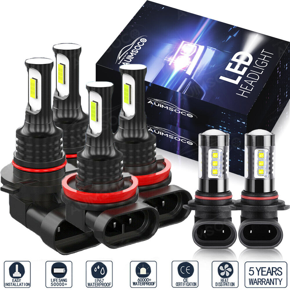 For Ford F-150 2015-2020 Front High-Low Beam Fog Light Bulbs LED Headlight Kit 