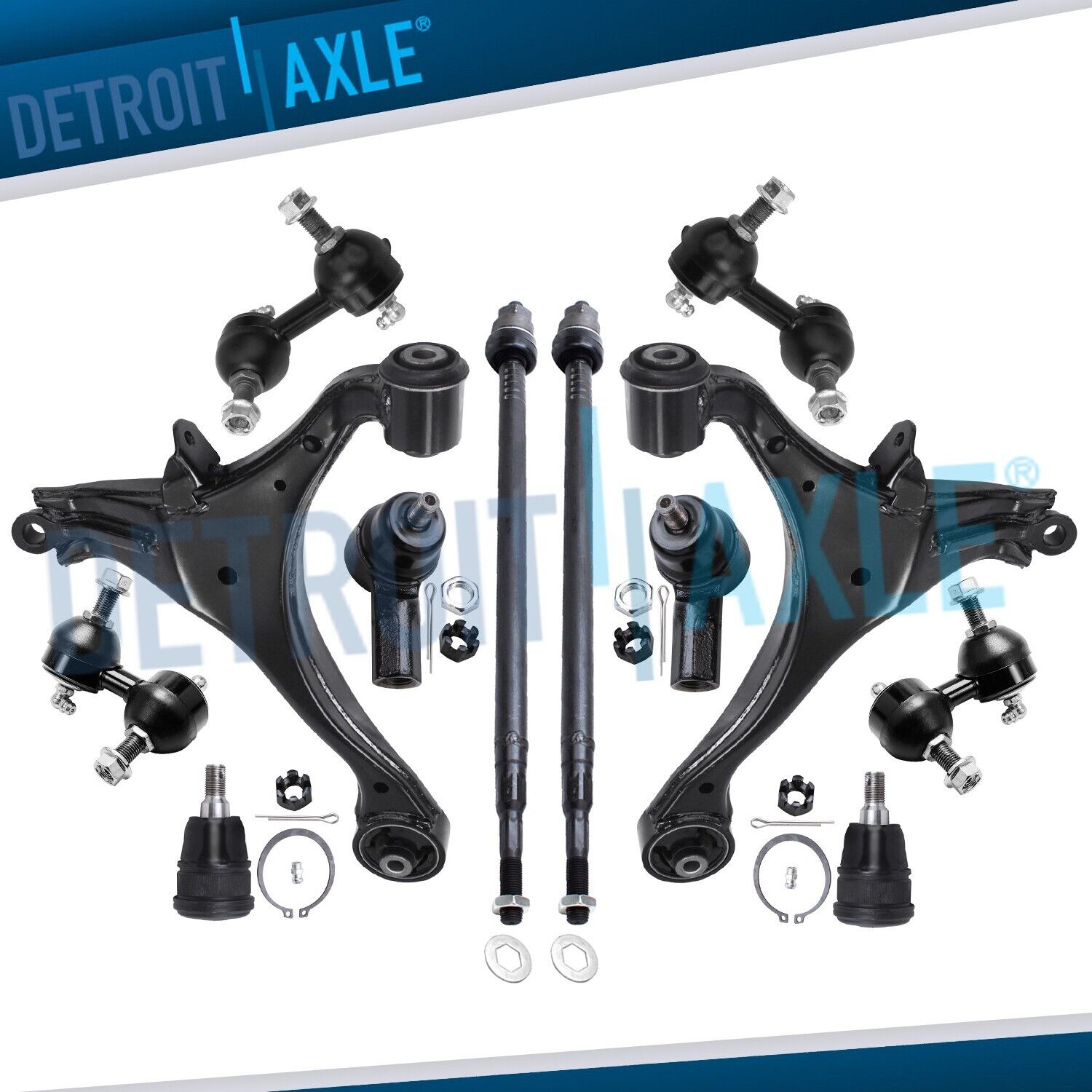 12pc Front Lower Control Arms Tie Rods Sway Bars for 2001- 2004 2005 Honda Civic