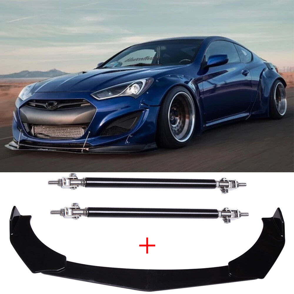 For Hyundai Genesis Coupe Front Bumper Lip Splitter Spoiler Body Kit + Strut Rod