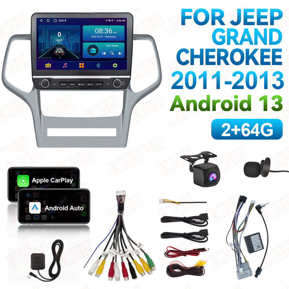 For 2011-13 Jeep Grand Cherokee Carplay Android 13 2G+64G 10IN Car Radio Stereo