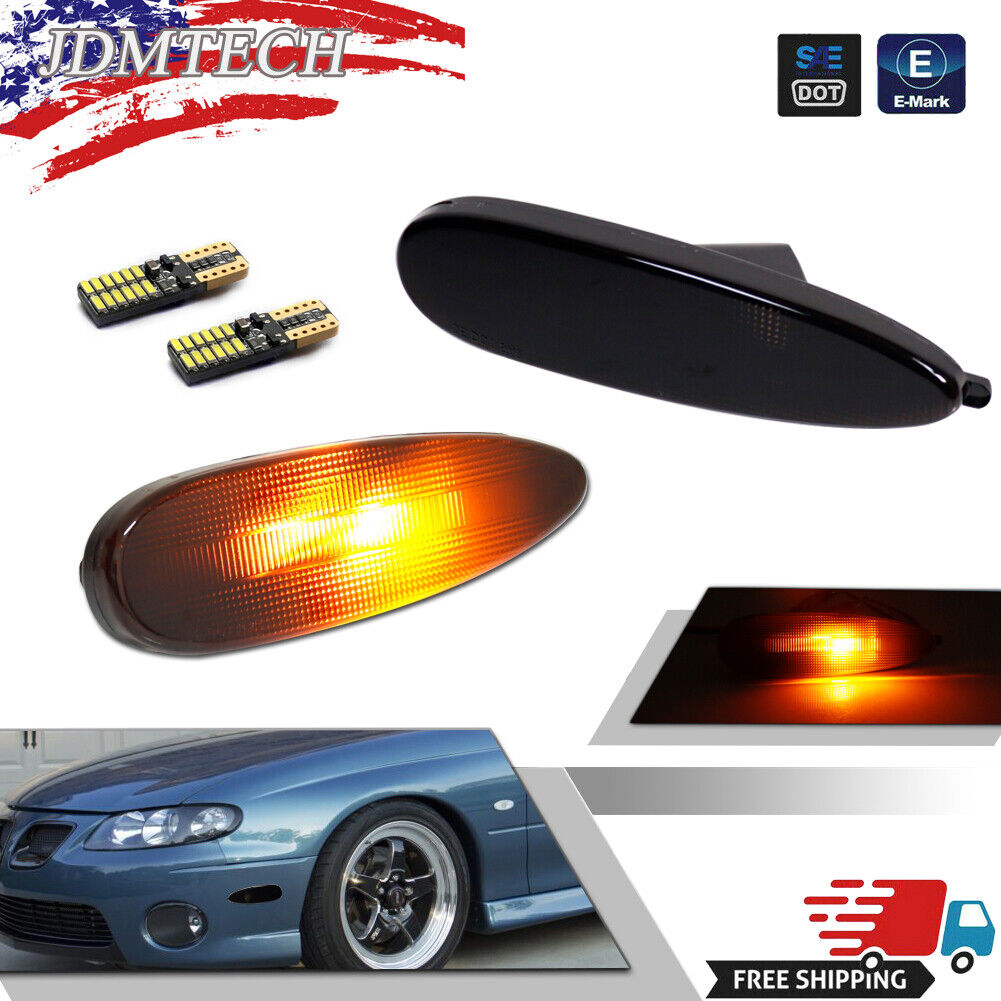 For 2004-2006 Pontiac GTO Smoked Amber LED Front Bumper Side Marker Lights Kit