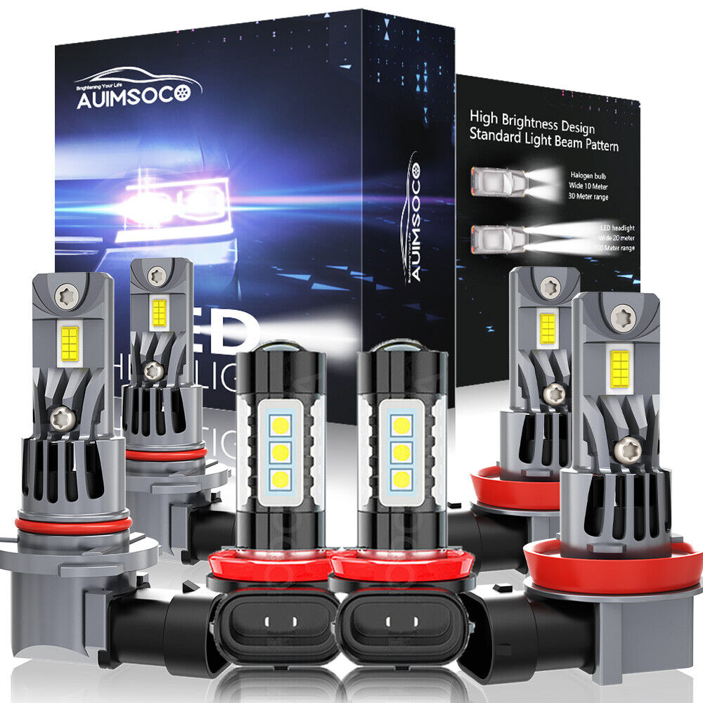 Front 6pcs LED Headlight & Foglight Bulb White 6000K For Lexus IS350 2011 - 2015