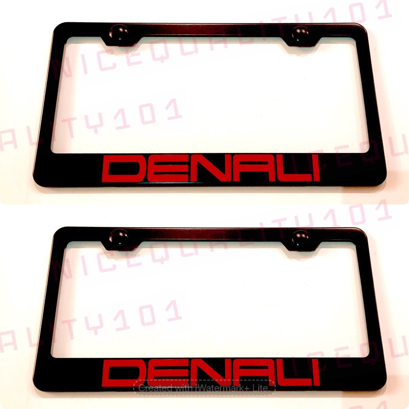 2X Red Denali Stainless Steel Black Finished License Plate Frame Holder