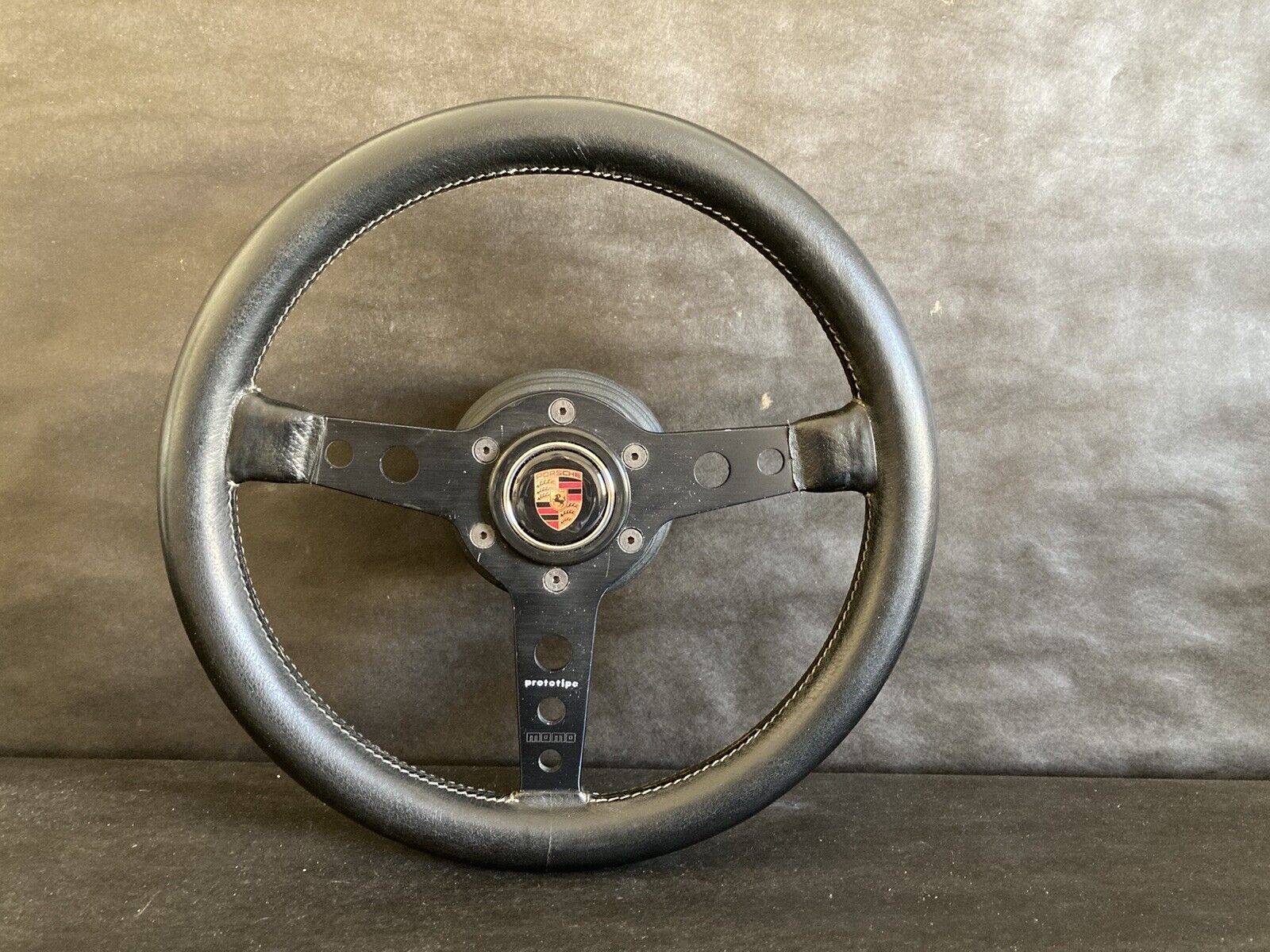 Momo Prototipo 70\'s Porsche 911 930 Black Leather Steering Wheel 1974-1989