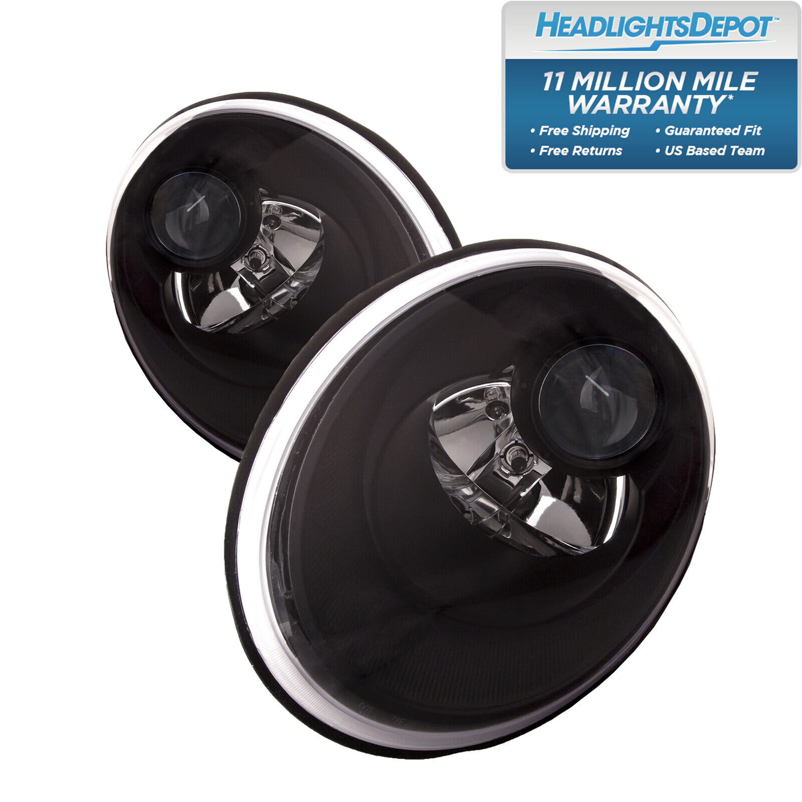 Headlights Set Pair Black Halogen Fits 2006-2010 Volkswagen Vw Beetle