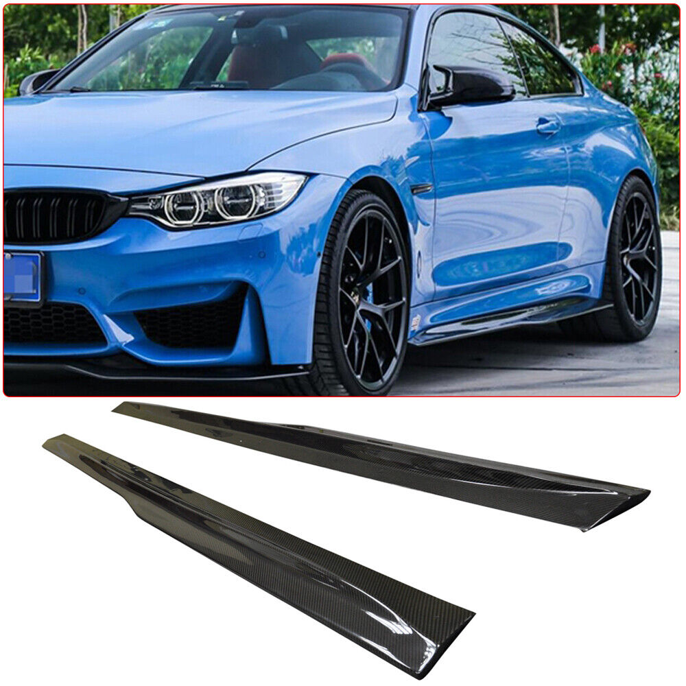 For 2014+ BMW F82 F83 M4 PSM Style Coupe Carbon Fiber Side Skirt Extension Lip