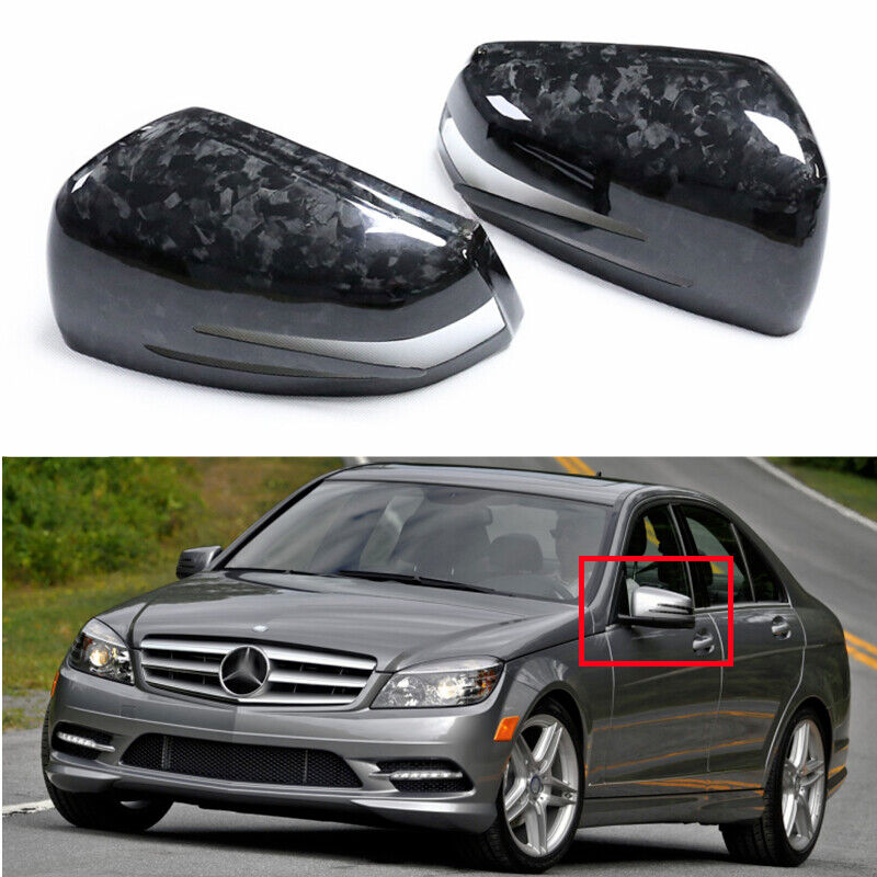 Forged Real Carbon Fiber Mirror Cover Cap For Mercedes Benz W204 W176 W212 AMG