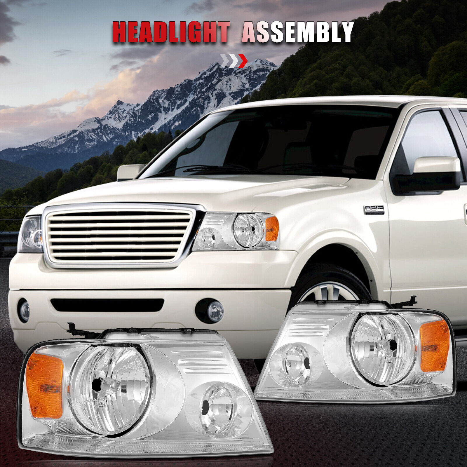 For 04-08 Ford F150 Lincoln Mark LT 06-08 Headlights Assembly Clear Lens Lamp