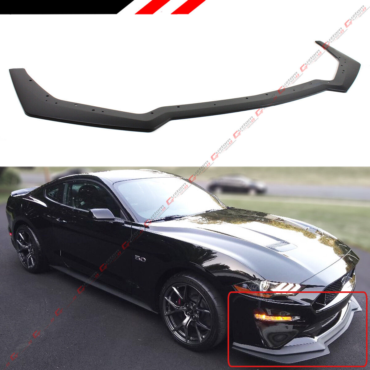 FOR 2018-2023 MUSTANG GT PERFORMANCE STYLE PP ADD-ON FRONT BUMPER LIP SPLITTER