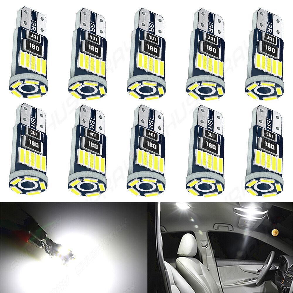 For Hummer H2 03-09 10x T10 168 White Roof Cab Marker Clearance Lights LED Bulbs