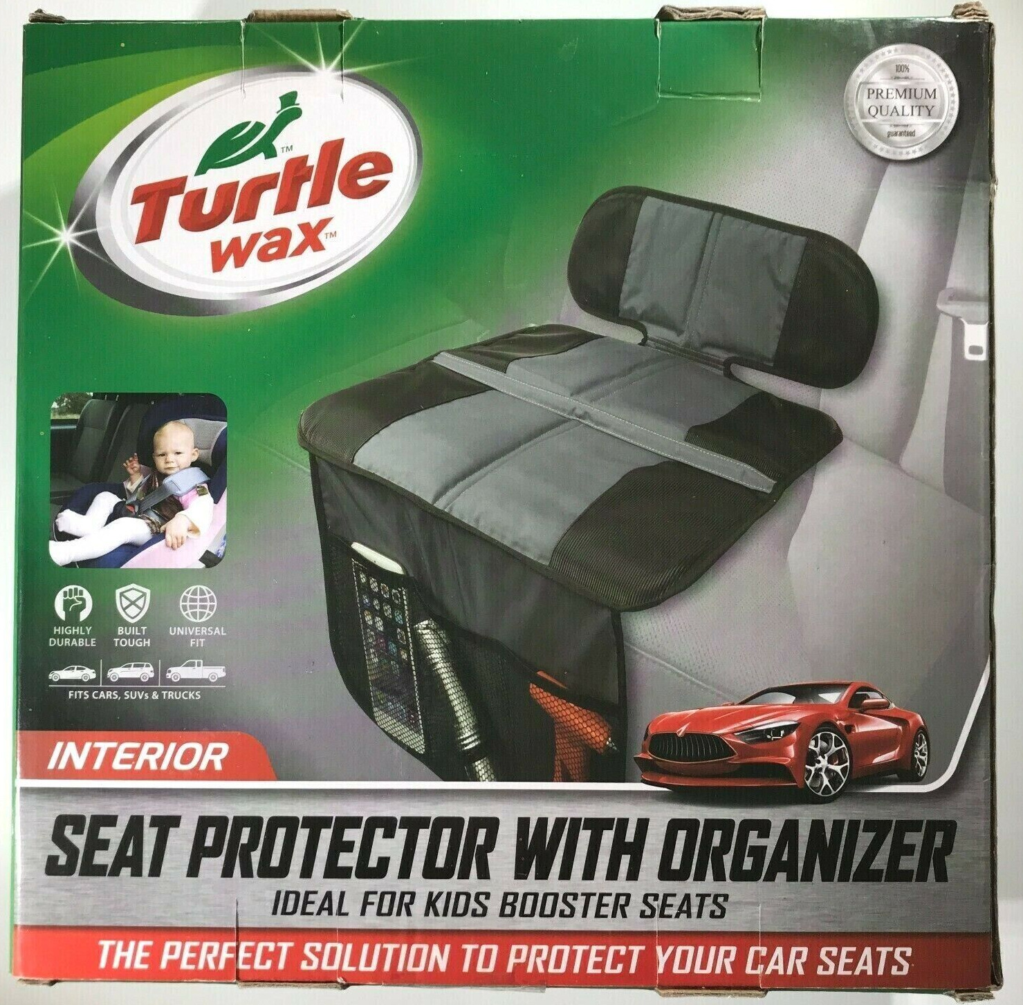 Turtle Wax seat protector with organizer, perfect for booster seats. Box worn
