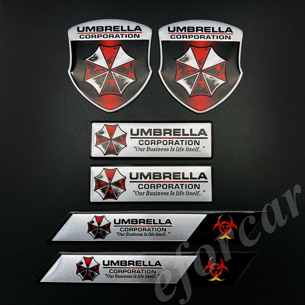 6pcs Resident Evil Umbrella Corporation Car Fender Emblem Badge Decal Stickers