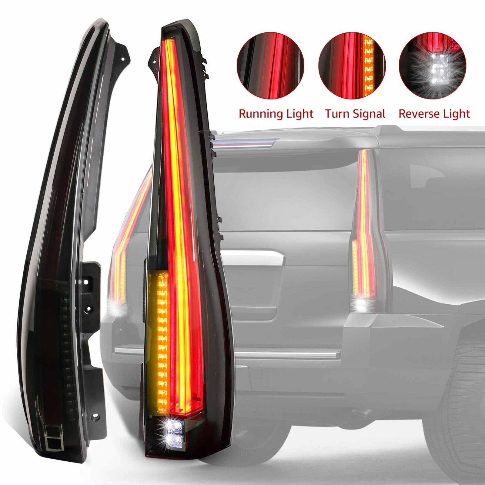 2X Smoked LED Tail Lights For 2007-2014 Chevrolet Suburban 1500 Tahoe GMC Yukon