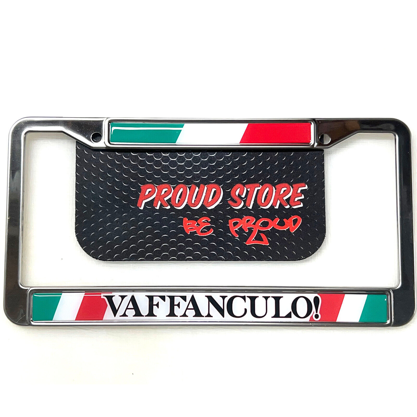 VAFFANCULO ITALIA flag Domed Steel License Plate Frame -US Size- Italian Funny