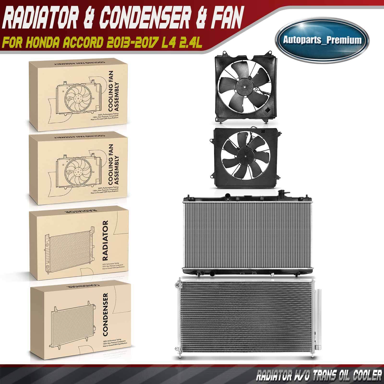 4x Radiator & AC Condenser & Cooling Fan Kit for Honda Accord 2013-2017 L4 2.4L