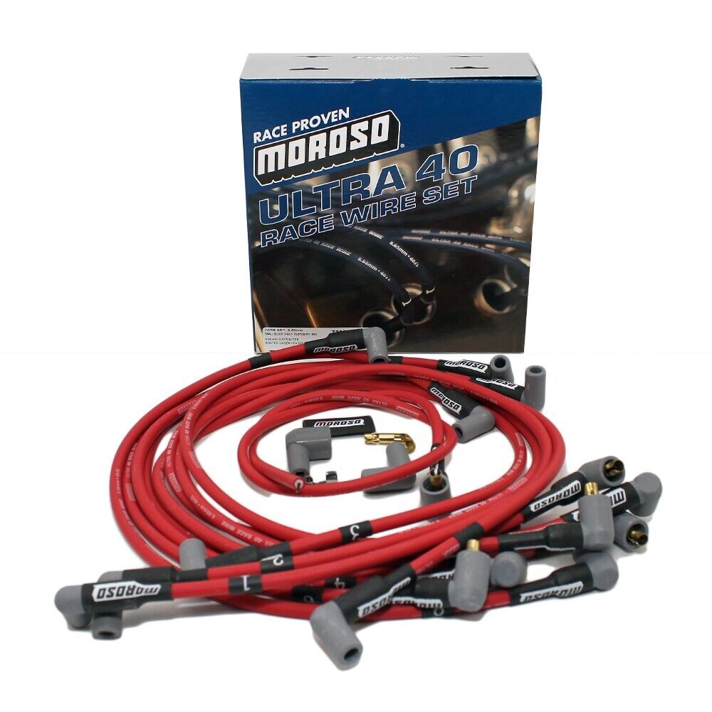 MOROSO ULTRA 40 SPARK PLUG WIRES SBC CHEVY 350 383 UNDER HEADER HEI (RED)