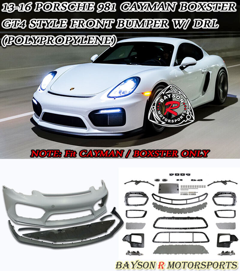 Fits 13-16 Porsche 981 Boxster Cayman GT4-Style Front Bumper w/ DRL w/ HL Washer