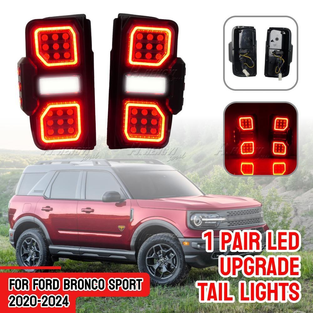 2X Upgrade 3-Color LED Taillight Rear Lamp Smoke For Ford Bronco Sport 2020-2024