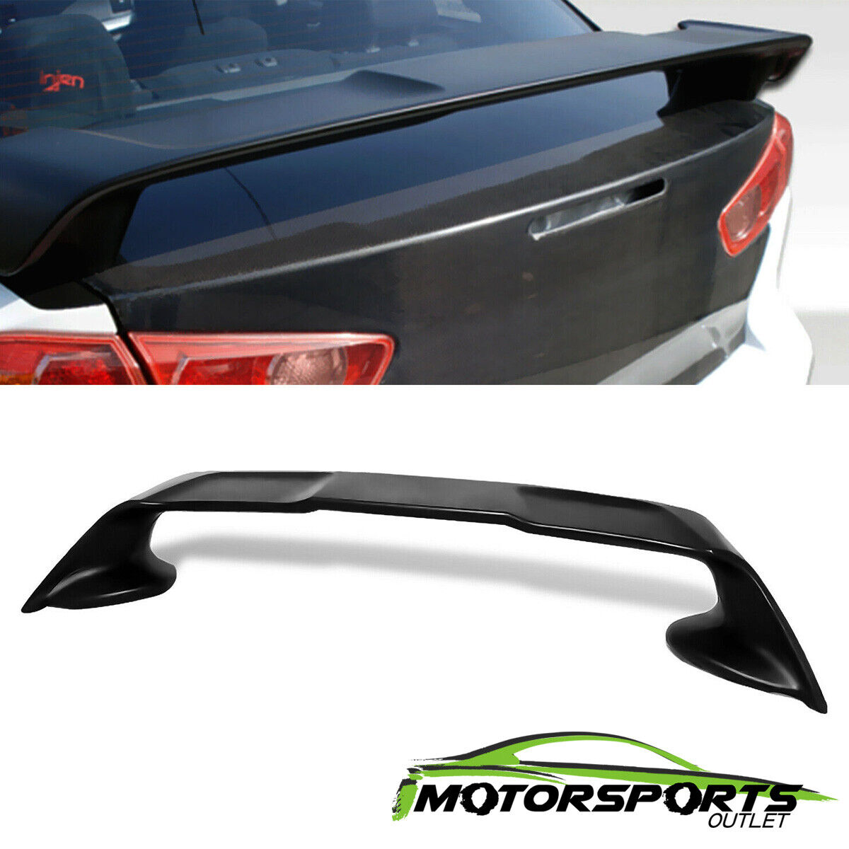 For 2008-2017 Mitsubishi Lancer EVO10 Black ABS Rear Wing Spoiler Factory Style