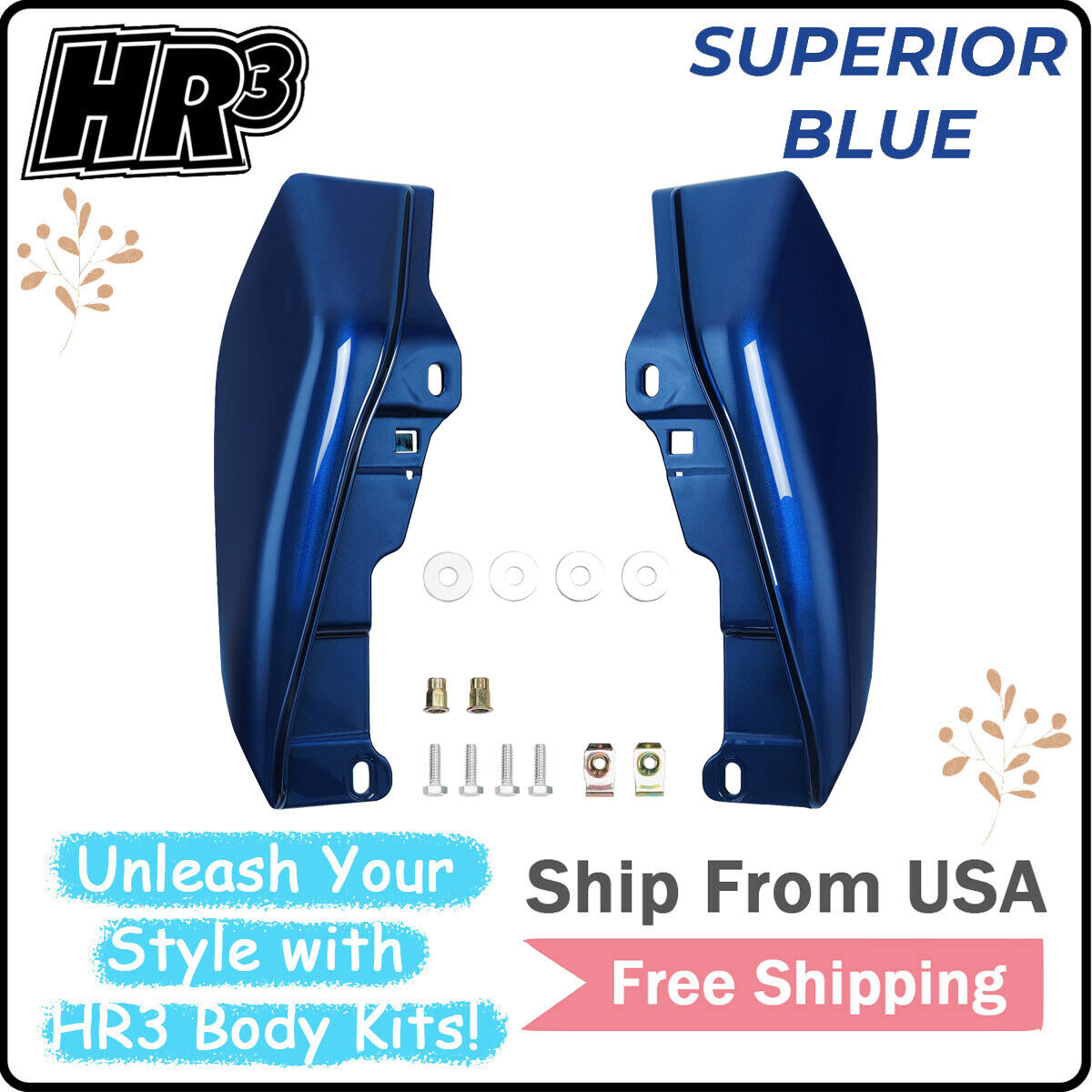 Mid Frame Air Deflectors Fit For Harley Touring Road Glide 09-24 Superior Blue