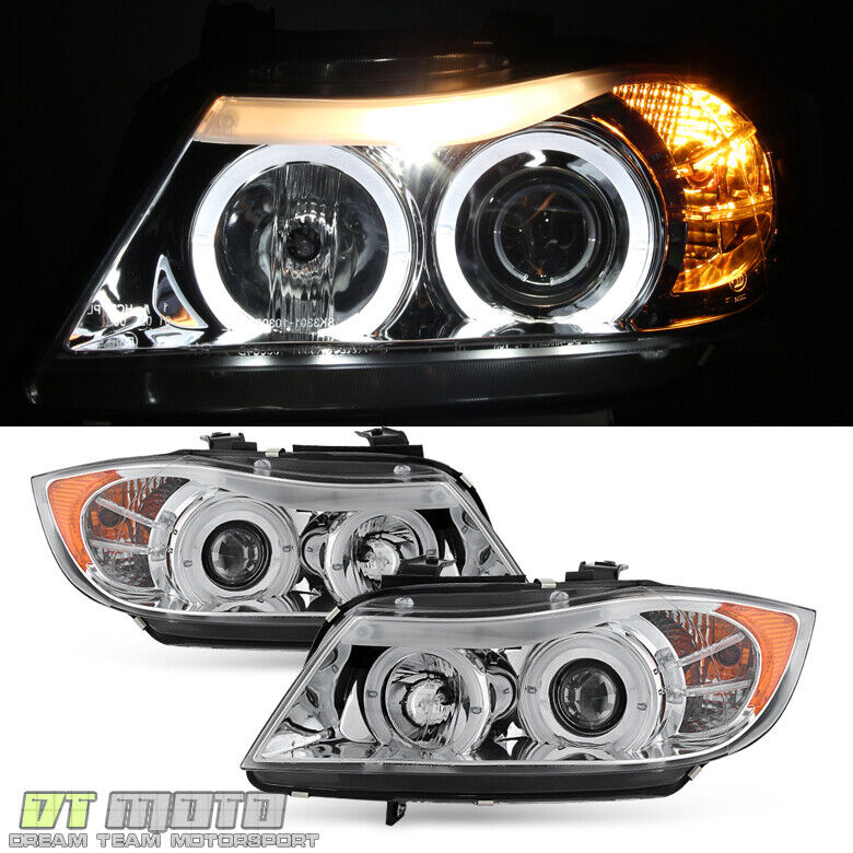 2006 2007 2008 BMW E90 3-Series Sedan Halo Projector Headlights w/ LED Eye LID