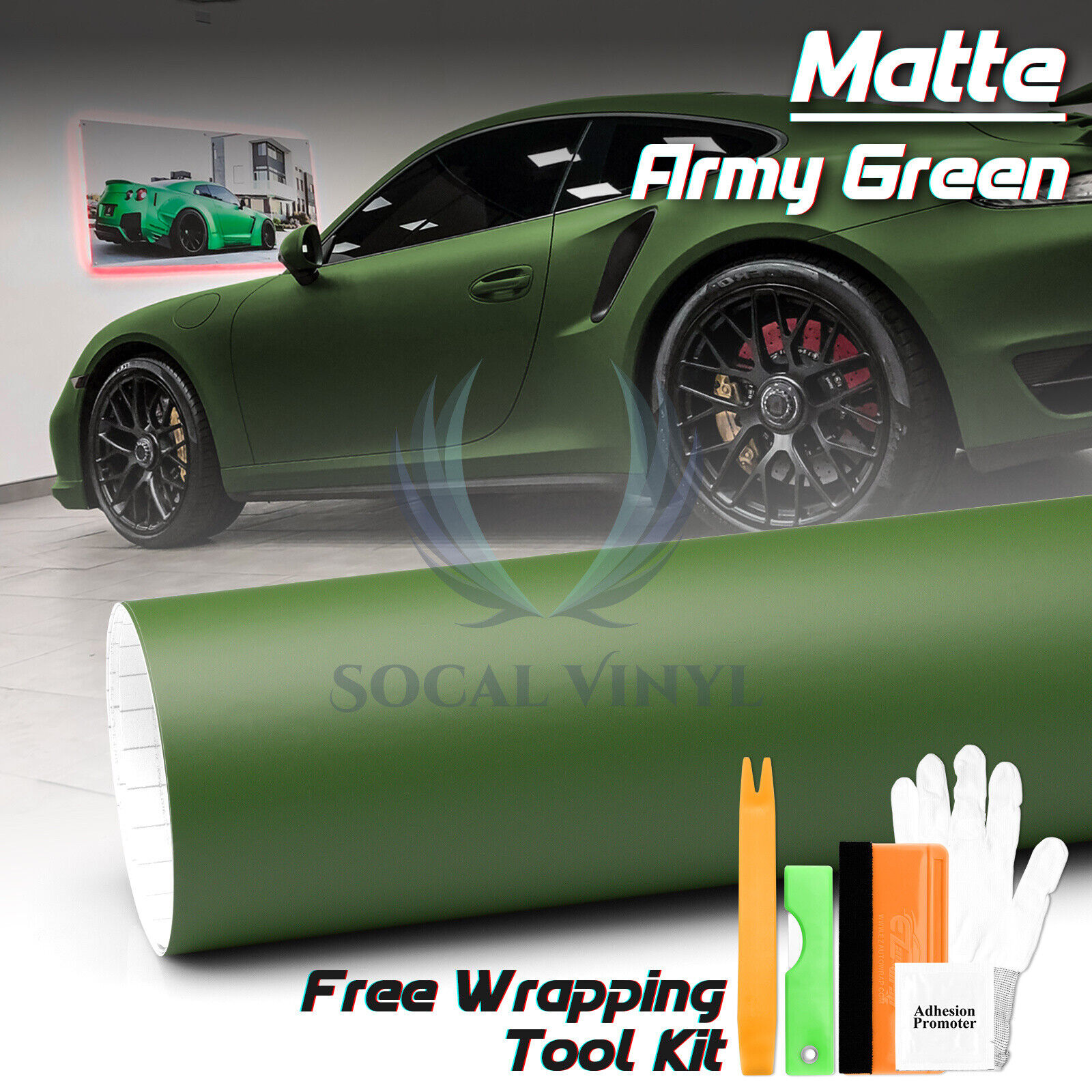 Premium Matte Army Green Vinyl Wrap Sticker Decal Film Bubble Free Air Release