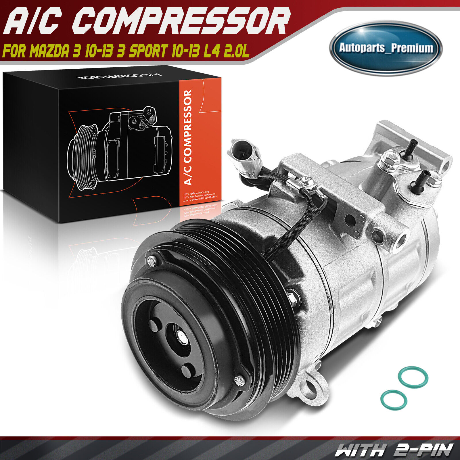 AC Compressor w/ Clutch & Pulley for Mazda 3 2010-2013 3 Sport 2010-2013 L4 2.0L