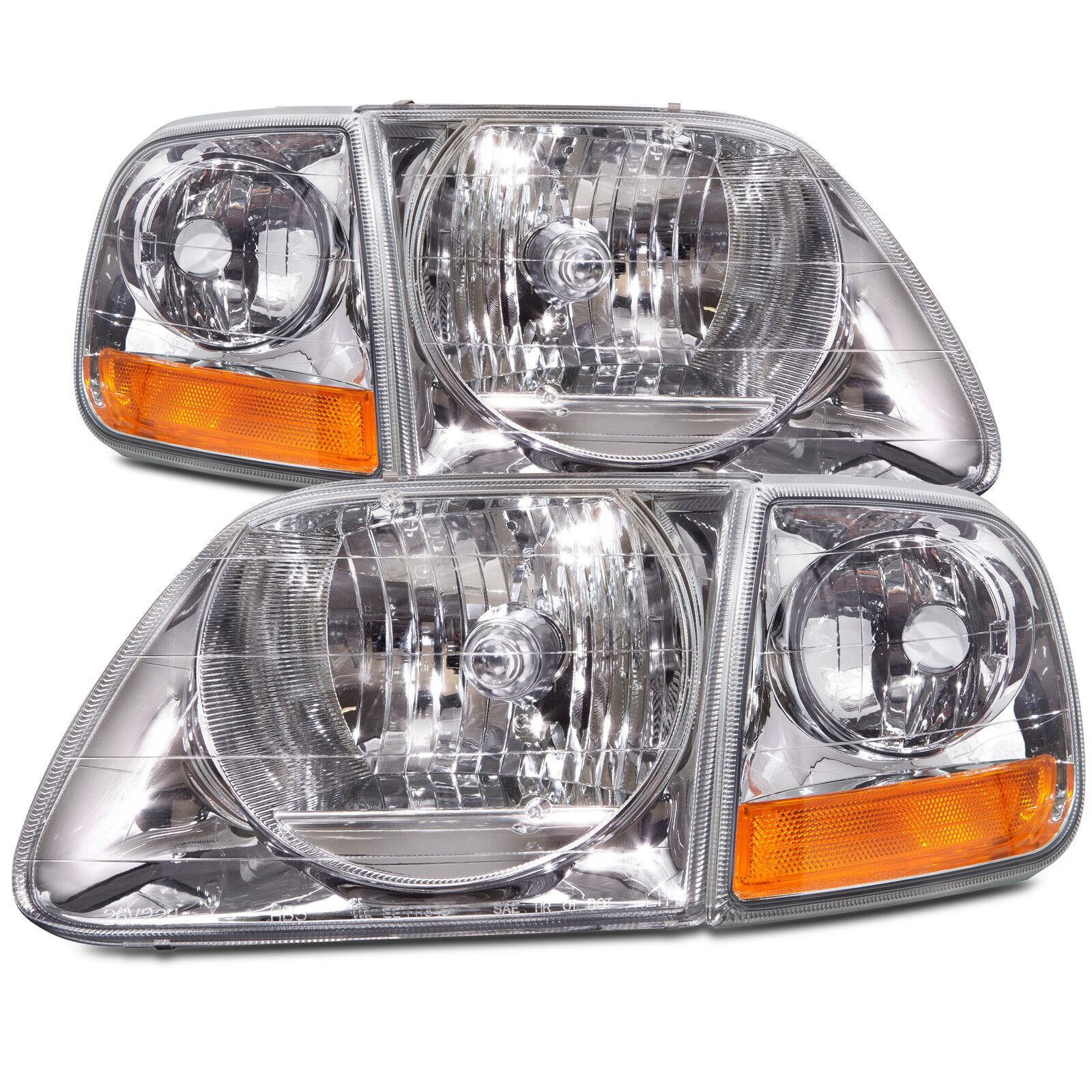 Lightning Style Headlights Headlamps 4Pc Set Fits 97-02 Ford F150/Expedition
